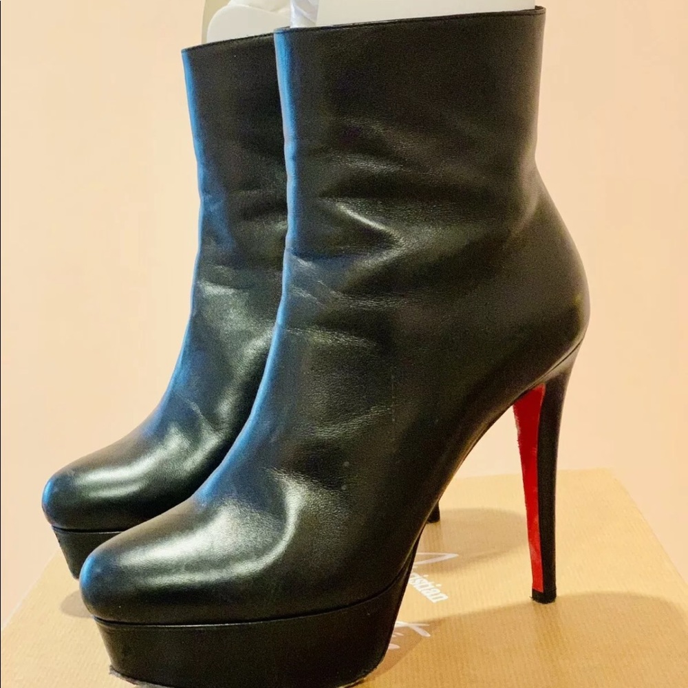 Christian Louboutin Black Leather Bianca Bootie